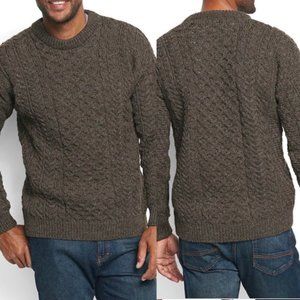 Orvis Men's Cable Knit Irish Wool Fisherman Sweater Brown XL